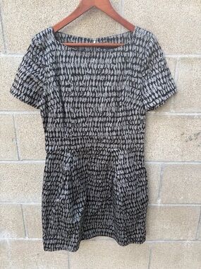 French Connection Black & Gray Printed Mini Dress